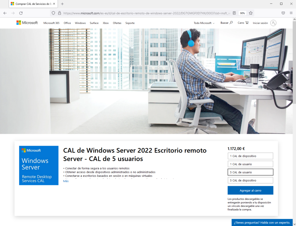 LICENCIA WINDOWS SERVER 2019 – 5 USUARIOS RDS CAL – InsertCloud